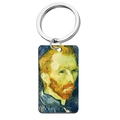 Square stainless steel keychain featuring Van Gogh self-portrait oil painting art - Van Gogh Self-Portrait (YH-13) / 5x2.8