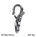 Llavero de calavera punk en acero inoxidable plateado con acabado vintage envejecido - Pequeño (KY1277-KJX) / 30x13mm/4g