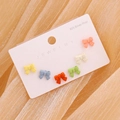Set of six colorful bow stud earrings with 925 silver needles on a jewelry card - 6 Pairs Colorful Bowknot Stud Earrings Set (4#)