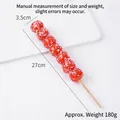 Modelo realista de Tanghulu artificial con 8 bayas rojas y sésamo, longitud total 27 cm - Haws Confitados con Sésamo Blanco de 27cm