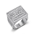 Anello da uomo in acciaio argento con rilievo dell'Ultima Cena e pietre di cristallo bianco - US 7 / Color Acciaio