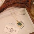 Collana retrò con pendente verde e motivo di uccello dorato in acciaio inossidabile - 2# Gru