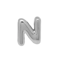 Silver chubby bubble alphabet N pendant with a polished metallic finish for DIY jewelry - Silver/Letter N