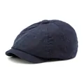 Classic navy blue corduroy newsboy cap for men and women with vintage textured finish - Navy Blue