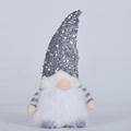 Gnomo di Natale con cappello grigio di paillettes e decorazione luminosa a LED - Gnomo Luminoso con Lustrini Grigi