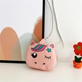 Pink cartoon unicorn crossbody bag for girls with adjustable strap and starry details - Pink