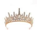 Baroque luxury crown in rose gold finish with white rhinestones for bridal wedding - No.10 KC Gold (White Stone)