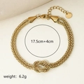 Detail of gold layered knot bracelet showing 17.5cm plus 4cm extension and 6.2g weight - Bracelet / Gold