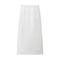 Jupe longue en tulle blanc pour femme avec appliques florales 3D et taille élastique - S / Blanc