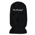 Black knitted three-hole ski mask with Yes Daddy text on white background - One Size / Black