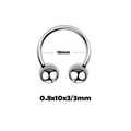 Steel 20G horseshoe ring with 10mm inner diameter and 3mm balls for body piercing - Horseshoe Ring / 0.8x10x3mm