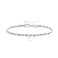 Bracciale a catena a corda argento con ciondolo lettera L e chiusura a moschettone - A-Acciaio