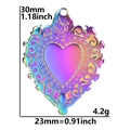 Rainbow stainless steel heart pendant with scroll patterns, dimensions 30mm x 23mm, weight 4.2g - Pendant Only / Rainbow