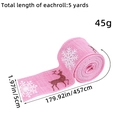 Rollo de cinta navideña rosa con motivos de renos y copos de nieve, 5 yardas de largo - Estilo Alce Copo de Nieve (Y1-21) / 5cmx457cm / Rosa