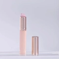 Portable rose gold mini lipstick brush with soft pink blending tip and protective cap - Portable Silicone Lip Brush Translucent Pink