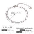 Silver stainless steel paperclip chain bracelet with adjustable length and waterproof finish - SL41146S-Bracelet
