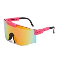 Pink splatter frame sports sunglasses with gradient cycling lenses for outdoor activities - C24 Pink Black Splatter