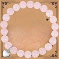 Bracelet de perles en pierre rose naturelle avec pendentif cœur en argent sur carte cadeau - Bracelet en Quartz Rose