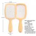 Pale yellow and white hollow grid hairbrush with flexible TPEE bristles for detangling - Light Yellow + White