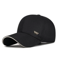 Black sports baseball cap with Sports Style metal plate and white sandwich brim detail - Adjustable / Black