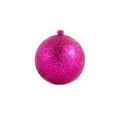 Magenta glitter 3cm Christmas tree ball ornament with silver hanging loop - Glitter Rose Red