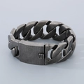 Hip hop style dark grey 24mm Cuban link bracelet with vintage matte metallic finish - Matte Black / Bracelet 21.5cm