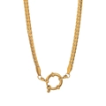 Chunky 18K gold plated stainless steel Cuban chain necklace with large spring clasp - NK Sailor Clasp Chain 40+5cm