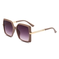 Gafas de sol cuadradas clásicas con montura caqui y cristales degradados violetas - Montura Café Lentes Grises Degradadas
