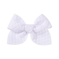 Handmade 3.3-inch white checkered jacquard bow hair clip for girls and babies - White