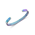 Rainbow plated stainless steel open bangle for granddaughter with engraved message - Granddaughter Multicolor (B1005)