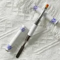 Dual-head nail art tool with stainless steel spatula and fiber brush in porcelain design - Blue and White Porcelain Pattern