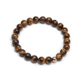 Detailed view of natural tiger eye stone beads and rose gold metal bead on bracelet - Tiger Eye with Copper Bead