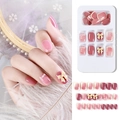 Unghie finte rosa cat eye con fiocchi 3D e perle set da 24 pezzi F785-14# - F785-14 Rosa Occhio Di Gatto Fiocco Perla