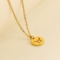 18k gold plated stainless steel Taurus zodiac sign necklace on a round pendant - Taurus