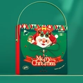 Weihnachtsgeschenkbox in Grün und Rot mit praktischem Griff und festlichem Gruß - Weihnachtsmann mit Glocke