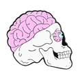 Broche punk en émail avec cerveau rose et crâne blanc en alliage de zinc poli - Style Crâne avec Cerveau Exposé (XZ6853)