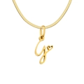 Gold snake chain necklace featuring a script letter G pendant with a small hollow heart detail - Letter G / Gold