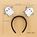 Halloween ghost spring headband for party decor with white glitter spirits and black band - White Ghost