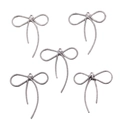 Set of five silver hollow bow charms with textured rope finish for DIY jewelry making - No. 7 Bowknot-Silver-36*43mm