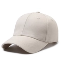 Classic beige cotton baseball cap with six-panel structure and reinforced stitched brim - Light Beige