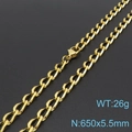 Goldene Edelstahl-Halskette mit flachem Kettendesign und praktischem Karabinerverschluss - Goldene Halskette (KN197707-Z)