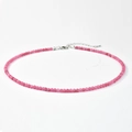 Pink quartz beaded necklace featuring small round stones and silver lobster clasp - Rhodonite
