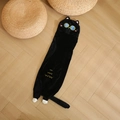 Long black cat plush pillow with soft embroidery details on wooden floor background - 90cm (Unfilled Shell) / Black