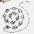 Elegante cintura a catena in metallo argento con dischi martellati per abiti donna - Argento