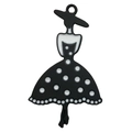 Ciondolo per gioielli fai-da-te con silhouette di donna chic in abito a pois bianco e nero - Vestito a pois donna 26x44mm