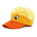 Funny yellow duck baseball cap with orange brim and fuzzy hair for outdoor parties - Angry Duck Yellow Hair