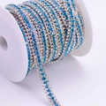 Three-row blue and white crystal rhinestone claw chain roll for DIY jewelry crafts - 1 Yard/Pack / Silver Base White+Lake Blue