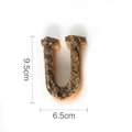 Letter U vintage wooden ornament with natural bark texture 9.5cm height decor - Letter U