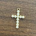 Close-up of 18K gold plated brass cross pendant with 3A cubic zirconia stones inlay - Gold Cross Pendant Only