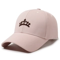 Casquette de baseball rose en coton avec broderie couronne 3D et visière - Réglable / Rose